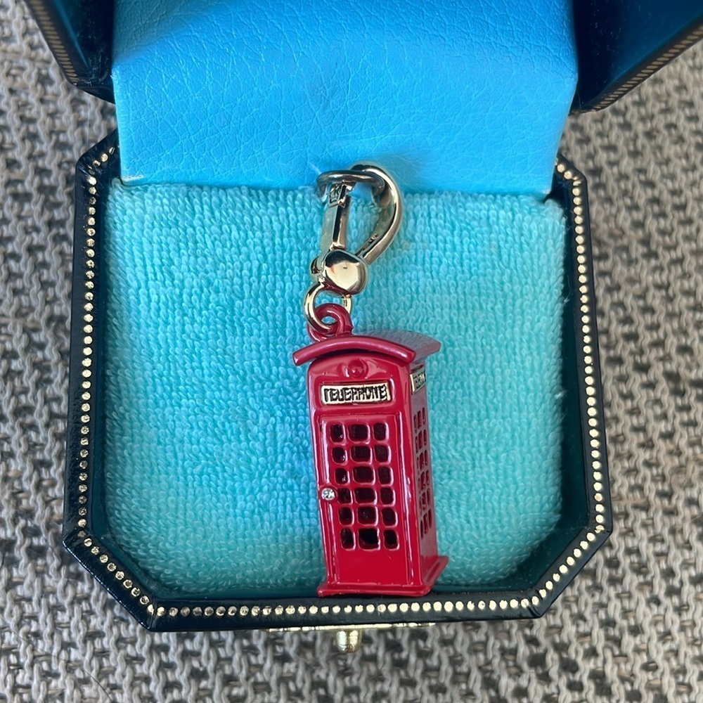 Juicy Couture Red Telephone Booth Charm Gold Tone - Picture 2 of 11